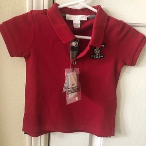 Red Burberry Collared Shirt NWT
